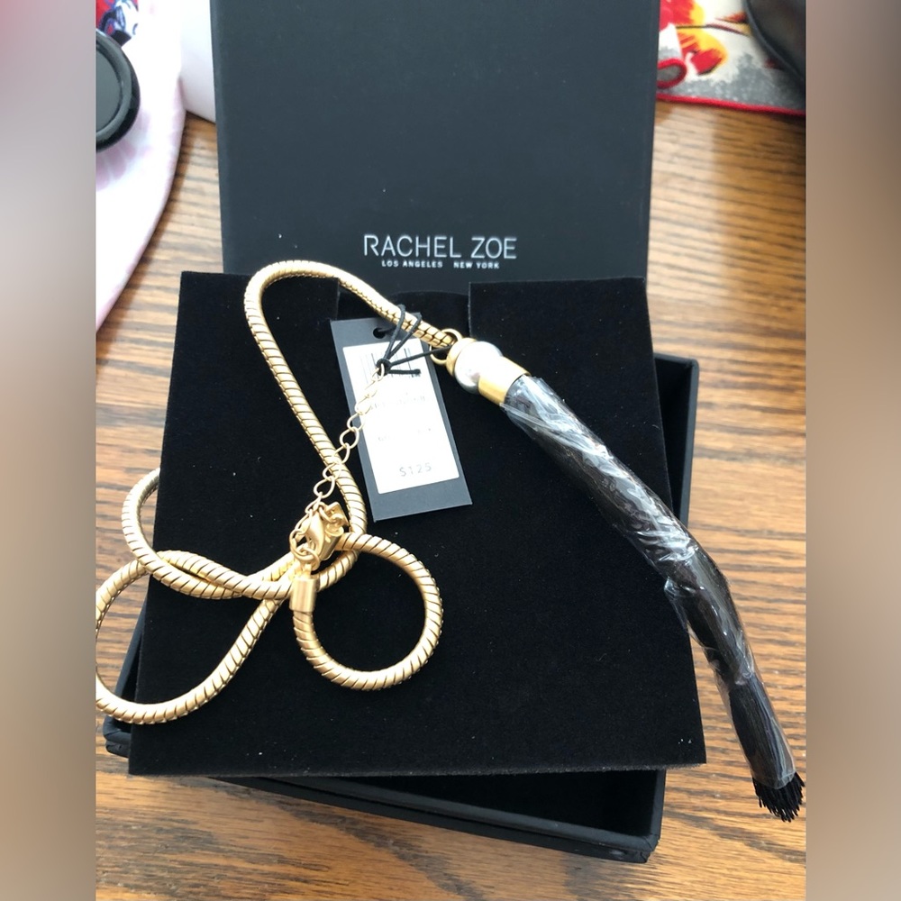 NWT  RACHEL ZOE Gracie Tassel  Gold & Black Necklace  $125